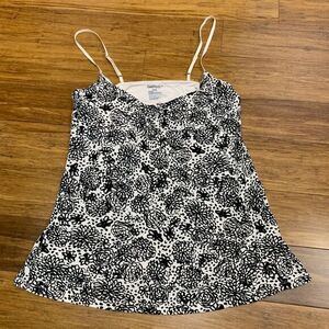 Gap Body Top womens Small Pink Black Floral Print Cami Tank Sleepwear Loungewear